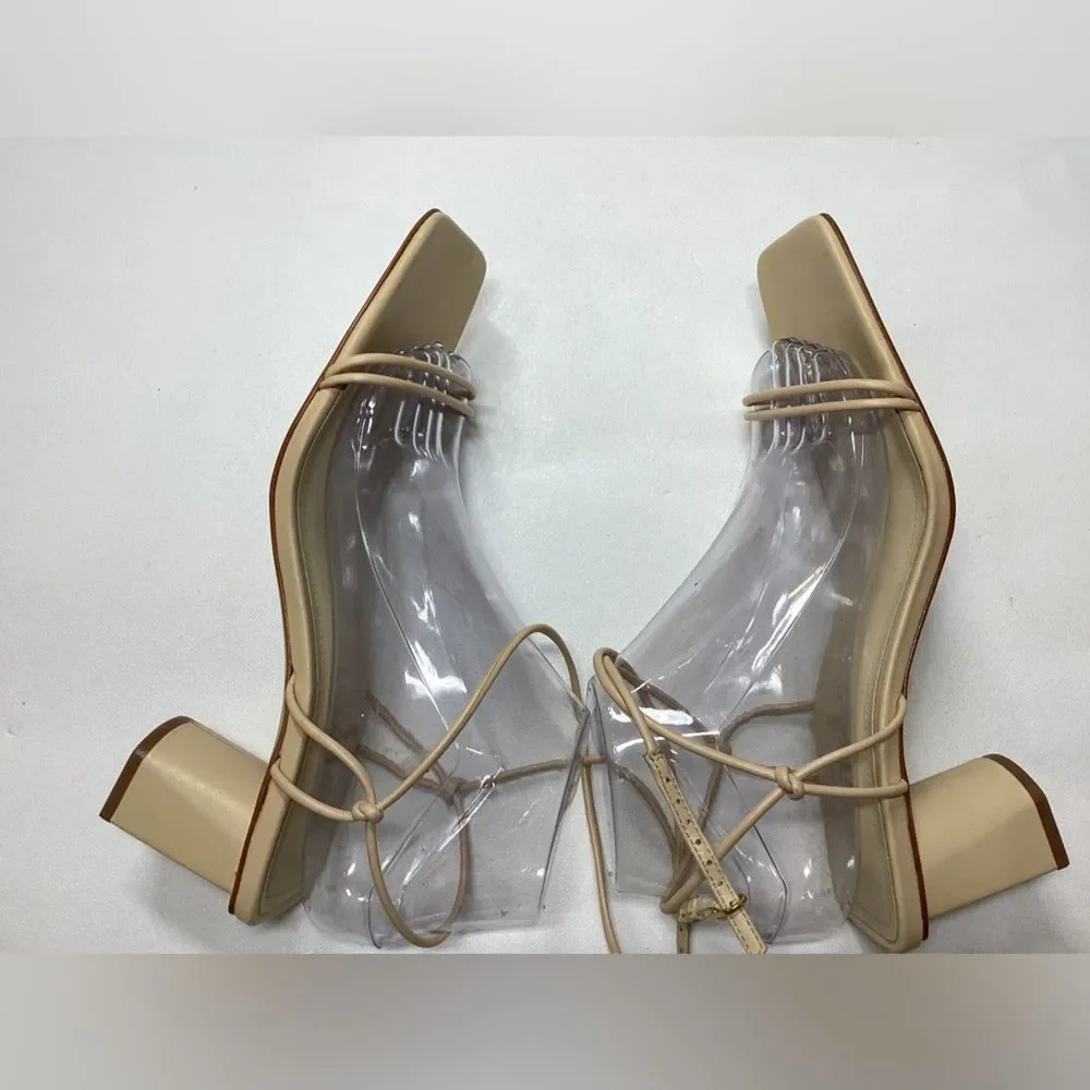 Schutz‎ Pompeii Beige Mid Ankle Strappy Sandals Size 9